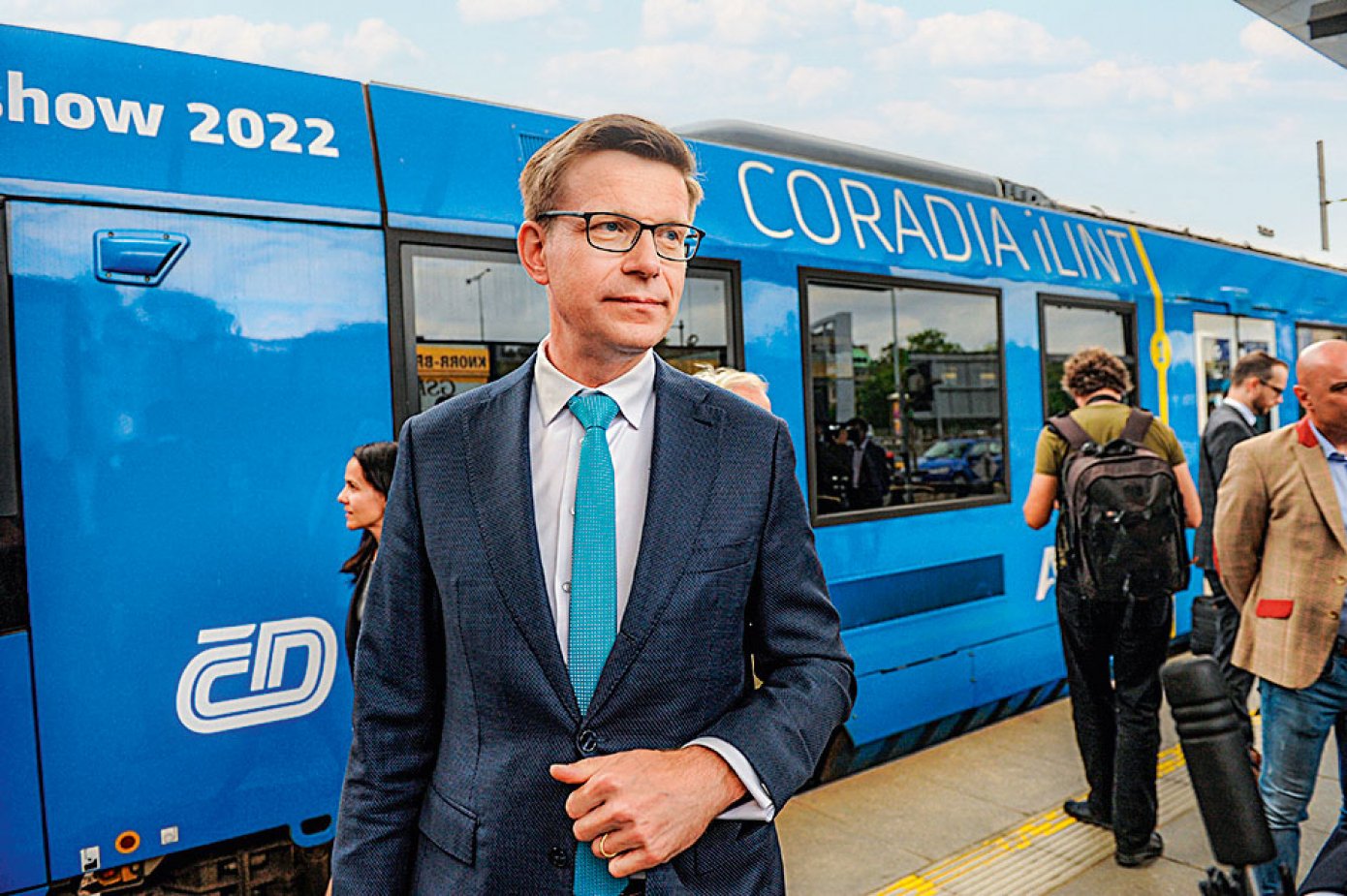 Premiéry vodíkového vlaku na českých kolejích se účastnil i ministr dopravy Martin Kupka