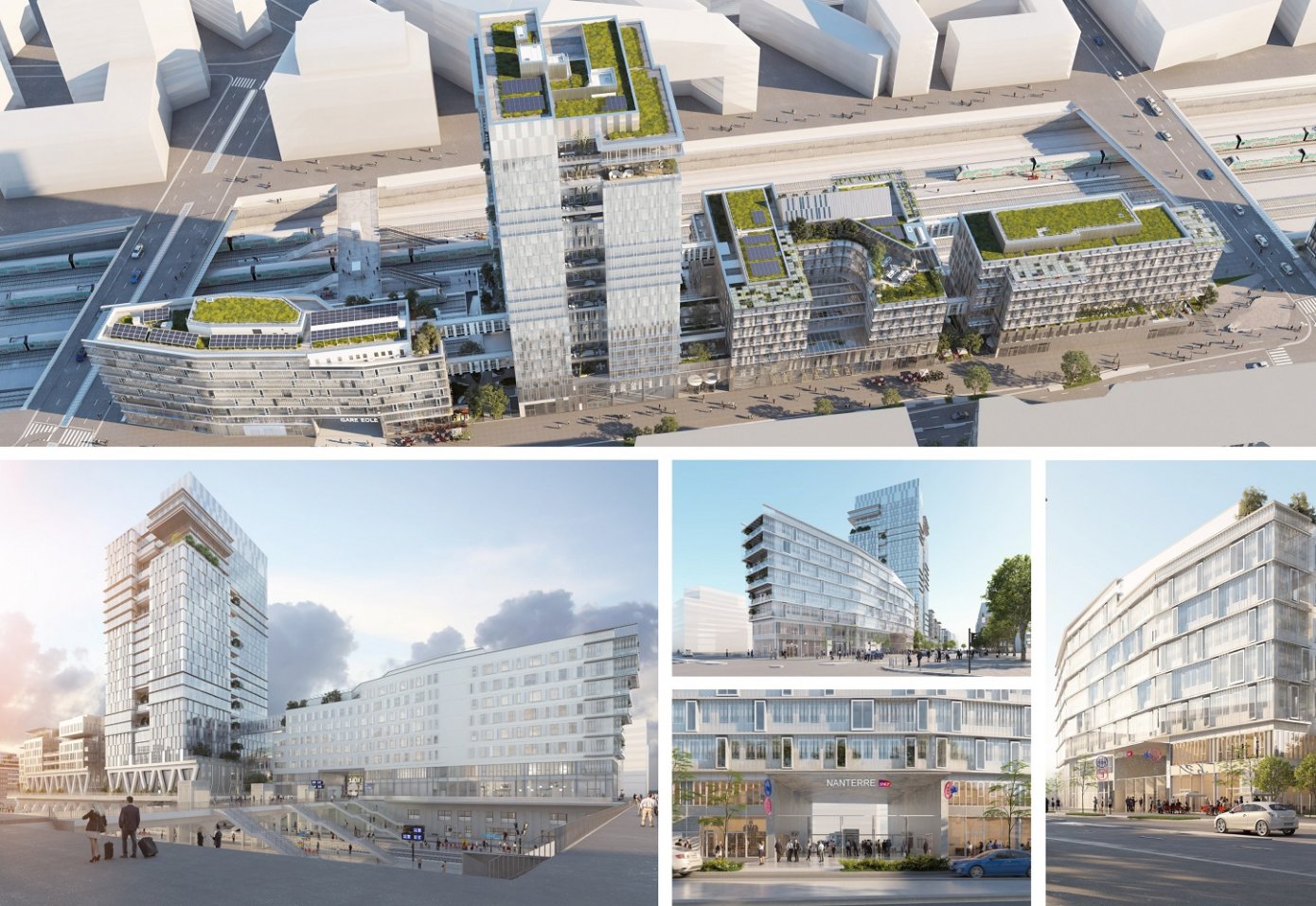 Marc Mimram Architecture & Associés (Paříž); Ústředí společnosti Vinci s přístupem do stanice příměstských vlaků Eole, Nanterre, Francie